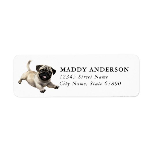 Étiquettes d'adresse de retour Pug (Devant)