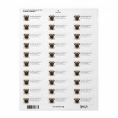 Étiquettes d'adresse de retour Pug (Feuille entière)