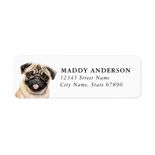 Étiquettes d'adresse de retour Pug (Devant)