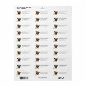 Étiquettes d'adresse de retour Pug (Feuille entière)