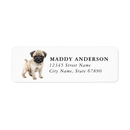 Étiquettes d'adresse de retour Pug (Devant)