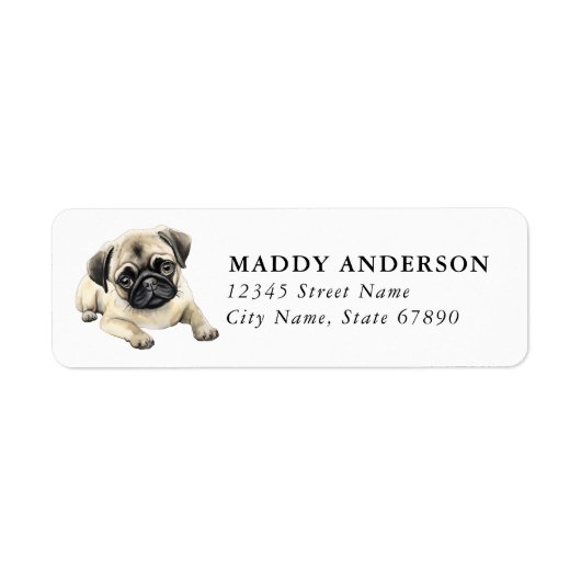 Étiquettes d'adresse de retour Pug (Devant)