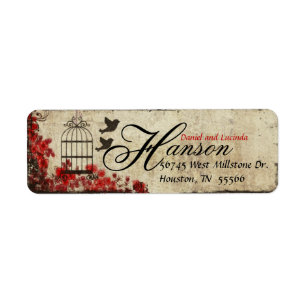 Étiquettes d'adresse de retour Red Vintage Birdcag