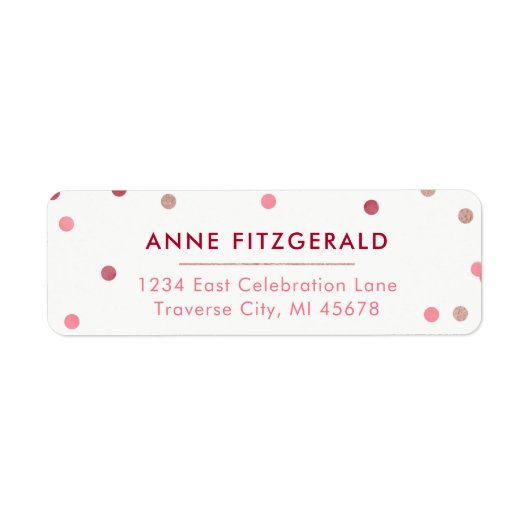 Étiquettes d'adresse de retour rose Gold & Red Con (Devant)