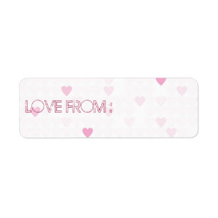 ÉTIQUETTES D'ADRESSE DE RETOUR ROSE "LOVE HEART"