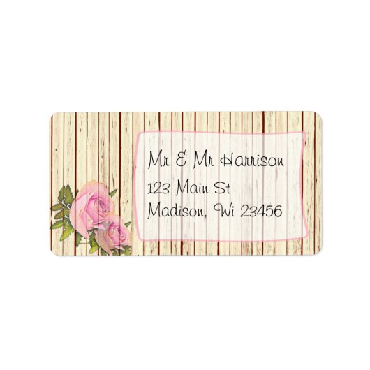 Étiquettes d'adresse de retour Rose Rose Bois Rust (Devant)