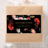 Étiquettes d'adresse de retour rouge foncé et noir (En situation)