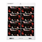 Étiquettes d'adresse de retour rouge foncé et noir (Feuille entière)