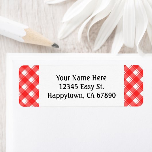 Étiquettes d'adresse de retour rouges blanches rét (En situation)