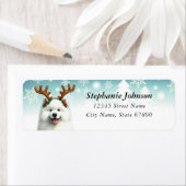 Étiquettes d'adresse de retour Samoyed de Noël (En situation)