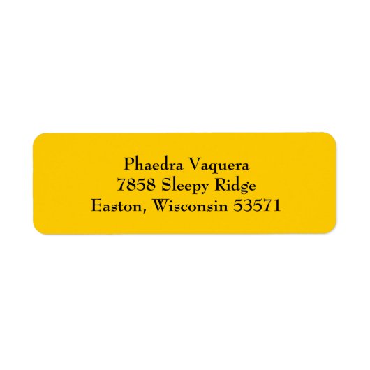 Étiquettes d'adresse de retour simple jaune ambre (Devant)
