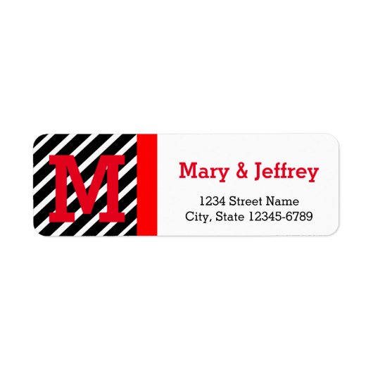Étiquettes d'adresse de retour simples en rouge et (Devant)