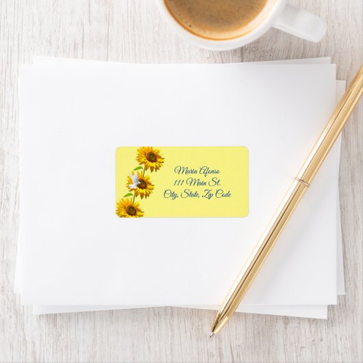 Étiquettes d'adresse de retour Sunflower Dove Flor (En situation)