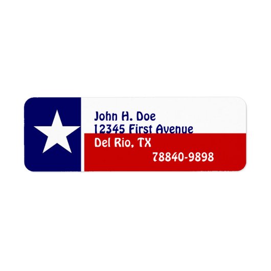 Étiquettes d'adresse de retour Texas Lone Star Éta (Devant)