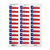 Étiquettes d'adresse de retour Texas Lone Star Éta (Feuille entière)