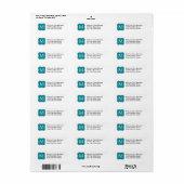 Étiquettes d'adresse de retour Turquoise simple Mo (Feuille entière)