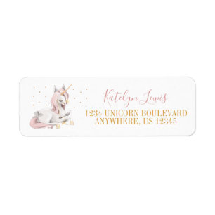 Étiquettes d'adresse de retour Unicorne rose