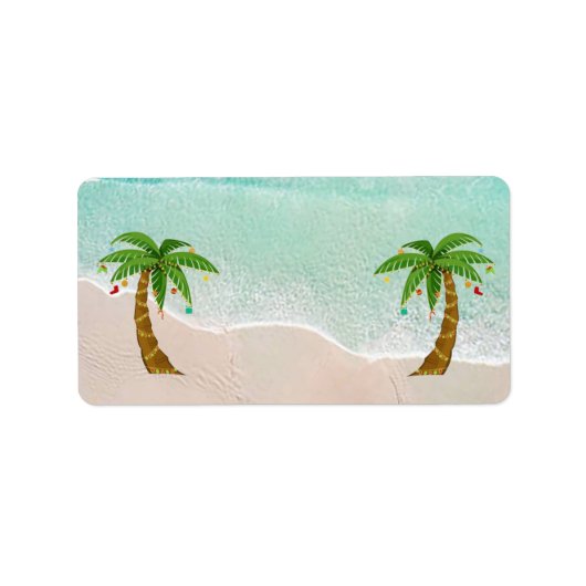Étiquettes d'adresse de scène de plage de Noël (Devant)