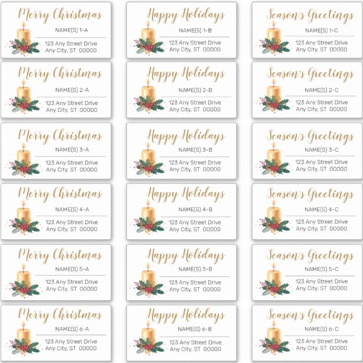 Étiquettes d'adresse de vacances de Noël à motif d (Devant)