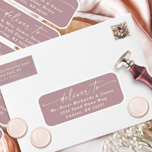 Étiquettes d'adresse d'invité Mauve Poussiéreuse d