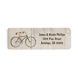 Étiquettes d'adresse en bois rustique de vélo vint