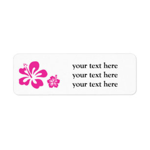 Étiquettes d'adresse florales à l'hibiscus rose ch