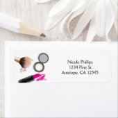 Étiquettes d'adresse Glam Chic Blanc Beauté Maquil (En situation)