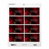 Étiquettes d'adresse gothique noir roses rouges (Feuille entière)