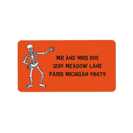Étiquettes d'adresse Halloween/Squelette (Devant)