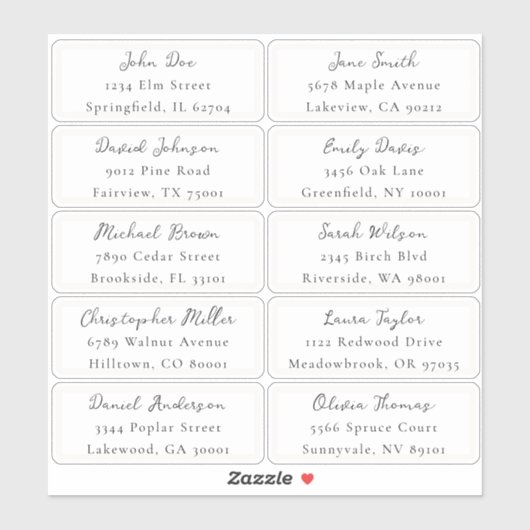 Étiquettes d'adresse individuelles (Feuille)