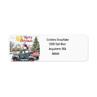 Étiquettes d'adresse Joyeux Noël Camion Rétro