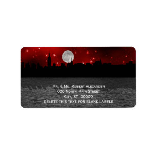 Étiquettes d'adresse Lune Rouge Silhouette de la v