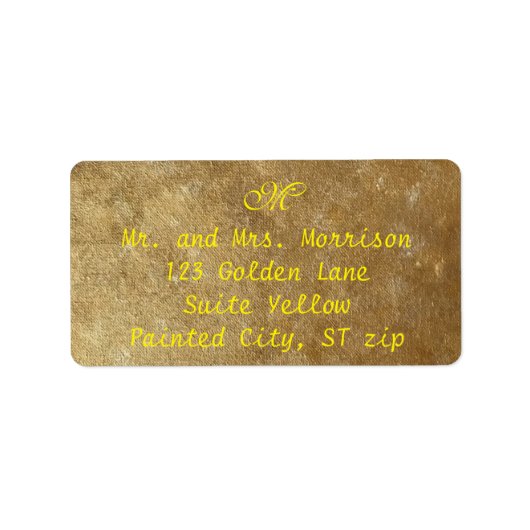 Étiquettes d'adresse Monogramme Jaune et Or (Devant)
