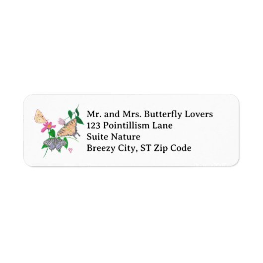 Étiquettes d'adresse Papillons Pointillisme (Devant)