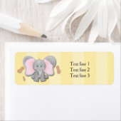 Étiquettes d'adresse pour fête avec éléphant bébé  (En situation)