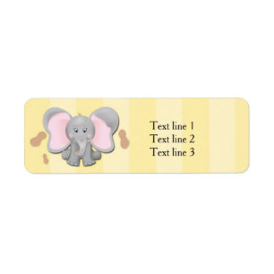 Étiquettes d'adresse pour fête avec éléphant bébé