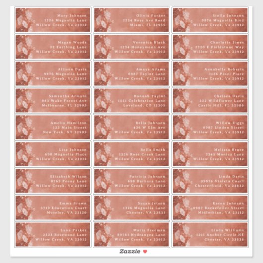 Étiquettes d'adresse pour invités 'Tombez amoureux (Feuille)