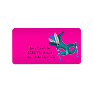 Étiquettes d'adresse pour soirée masquée rose vif