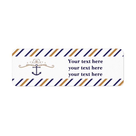 Étiquettes d'adresse rayées avec ancre nautique él (Devant)