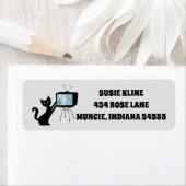 ÉTIQUETTES D'ADRESSE RETRO ATOMIQUE NOIR (En situation)