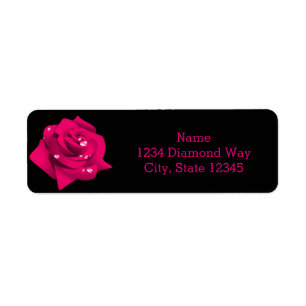 Étiquettes d'adresse Rose Chaude sur Fond Noir