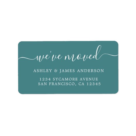 Étiquettes d'adresse Teal We've Moved (Devant)
