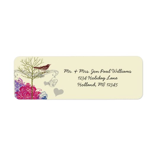Étiquettes d'adresse Vintage Birds Musical Bright (Devant)