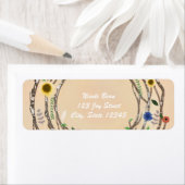 Étiquettes d'adresse vintage florales de branches  (En situation)