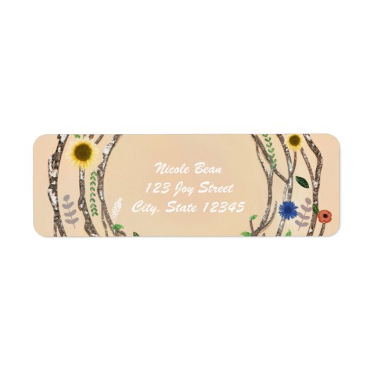 Étiquettes d'adresse vintage florales de branches  (Devant)