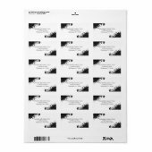 Étiquettes d'adresses florales en noir et blanc (Feuille entière)