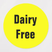Étiquettes Dairy Free Food Allergy Restaurant School (Design 2)