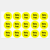 Étiquettes Dairy Free Food Allergy Restaurant School (Feuille)