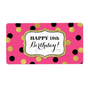 Étiquettes d'anniversaire de confettis d'or de