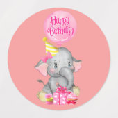 Étiquettes d'anniversaire des éléphants (Design 1)